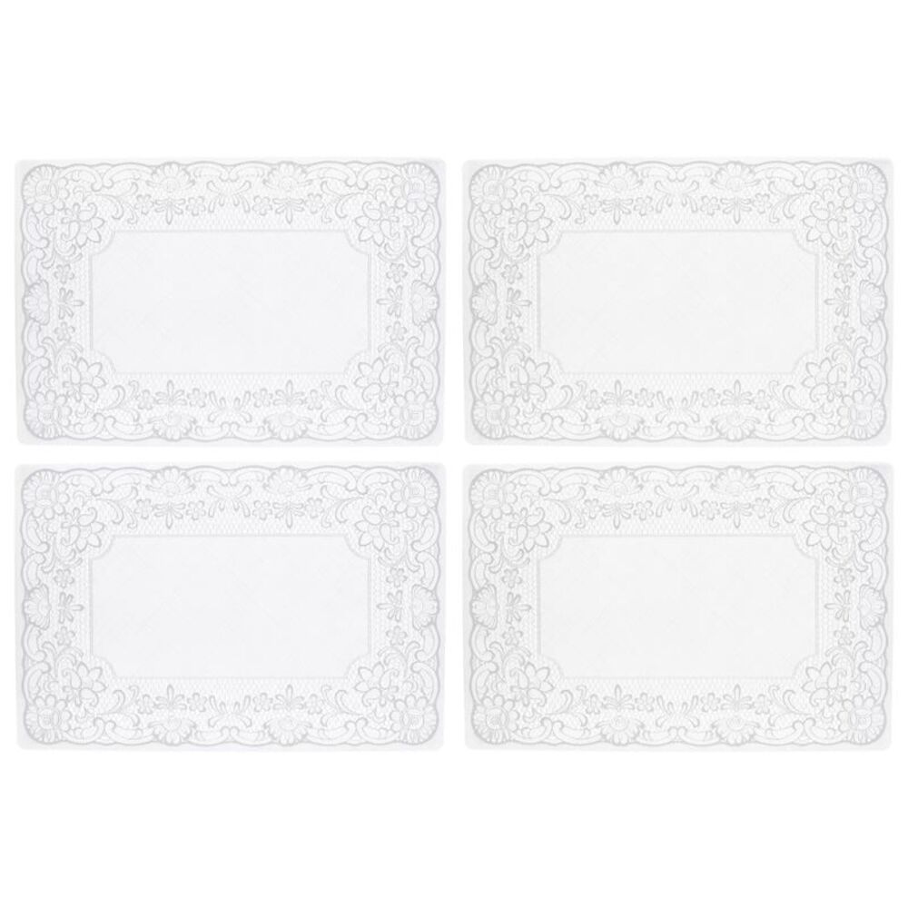 Lace Vinyl 17" x 12" Placements in White, Set of 4